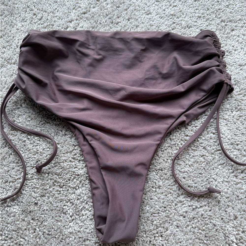 SHEIN Purple High-Cut Bikini with Adjustable Ruching